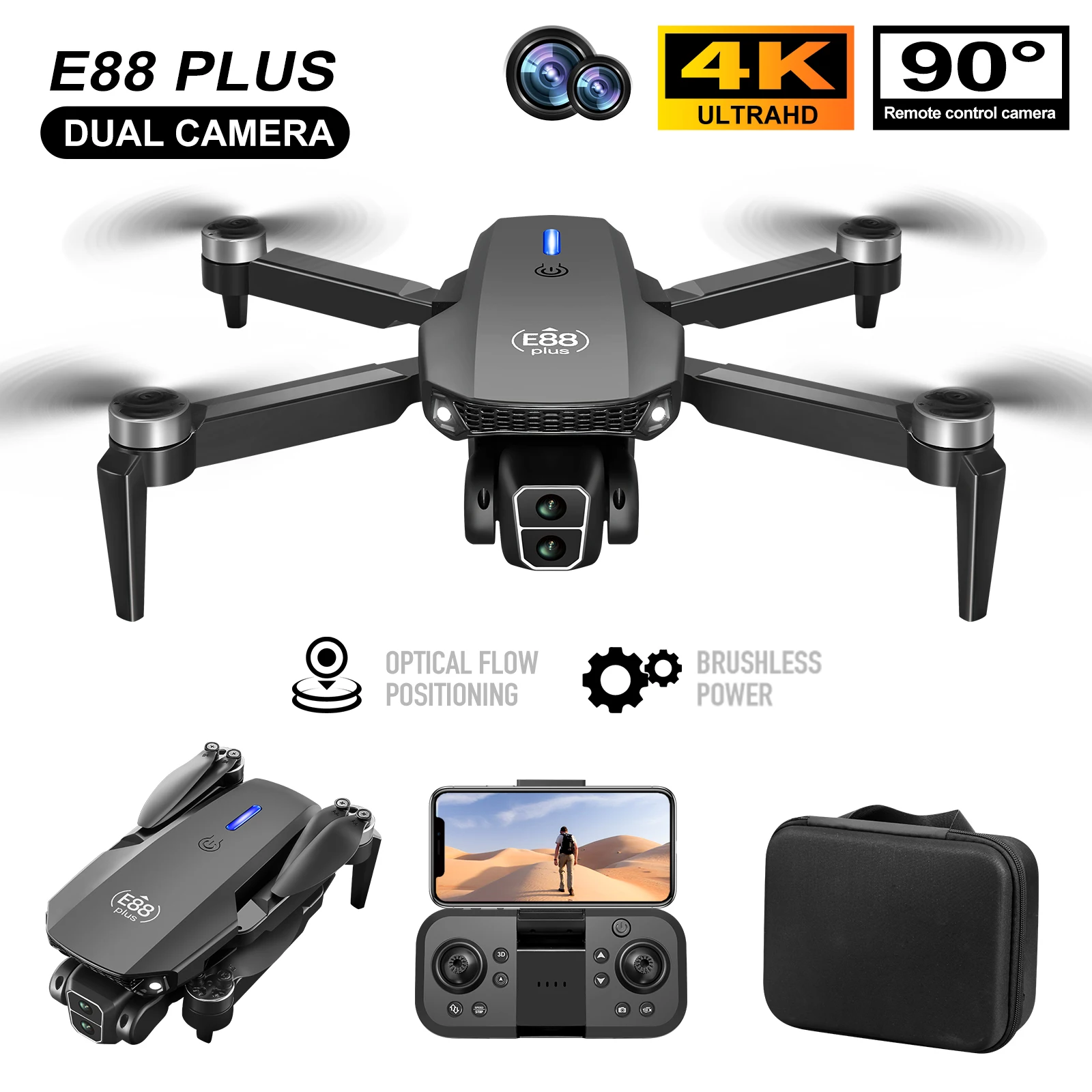 Rc Helicopter Case - طائرة بدون طيار E88 Plus Quadcopter